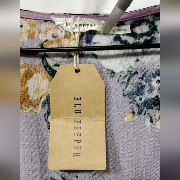 NWT Blu Pepper Floral Romper Women's L Purple Boho Retro Cottagecore Peasant - Picture 9 of 10